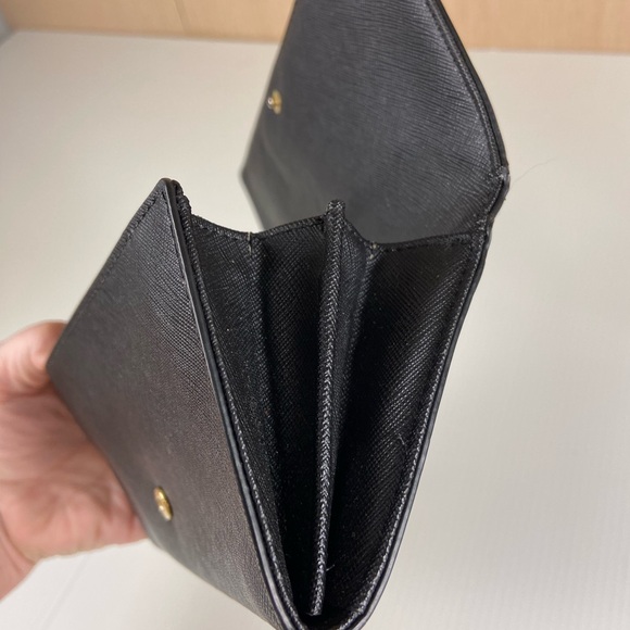 Michael Kors Black Saffiano Leather Flap Wallet Gold Logo - Picture 8 of 12